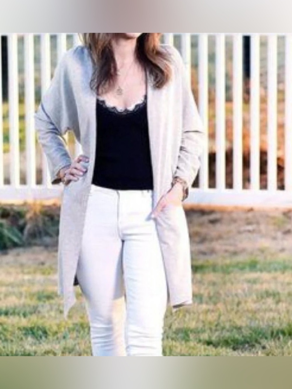 DONNI Gray Ribbed Long Open-Front Cardigan - OS